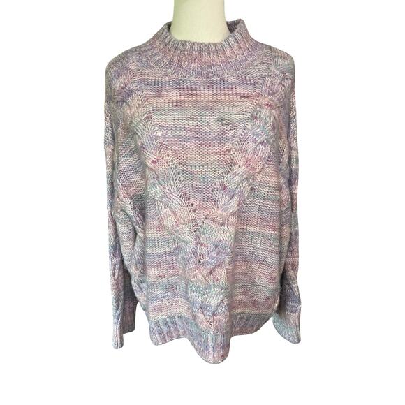 Maeve Anthropologie Multicolor Cable Knit Sweater Women's L Pastel Purple Pink - Picture 10 of 10